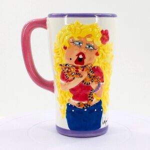 B. McLane Travel Mug Humorous Ceramic with Lid